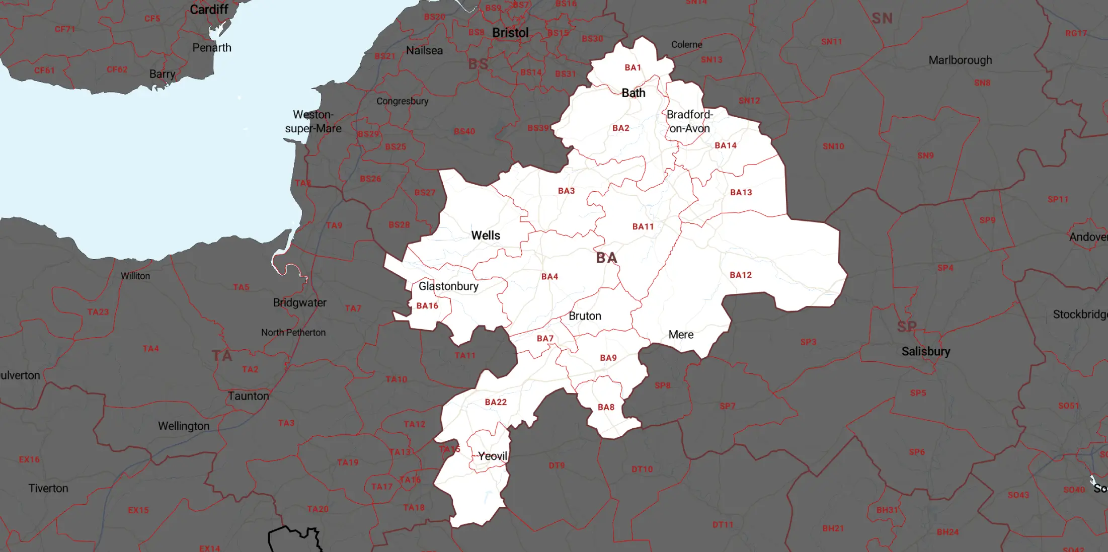 Service Areas Map